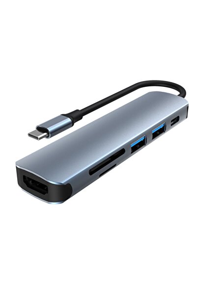 FLAGEN Type-C To 2*Usb 3.0 4K Ultra HD HDMI SD TF Card Input 6 in 1 PD Conver...