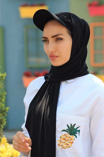 Amisos Bone Şal Hazır Tesettür Giyim Şapkalı Boneli Hazır Model Şal Hijab Hav...