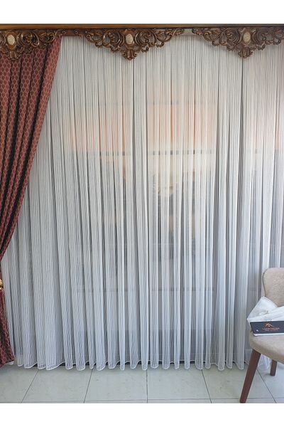 lüks House Glitter Pasta Tulle Curtain Pleat 2.5 Off White Ecru Color