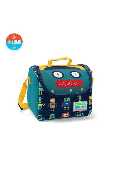 Coral High Rucsac robot cu patru compartimente, cutie termică pentru prânz și geantă pentru stilouri, set de 3