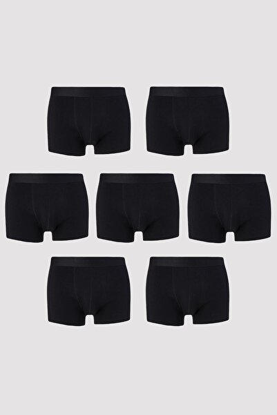 UMFANG Erkek Boxer 7'li Siyah Paket Pamuklu Likralı