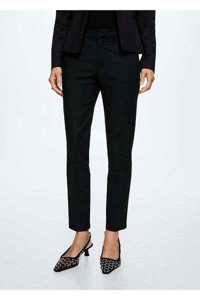MANGO Woman Slim Fit Fabric Trousers