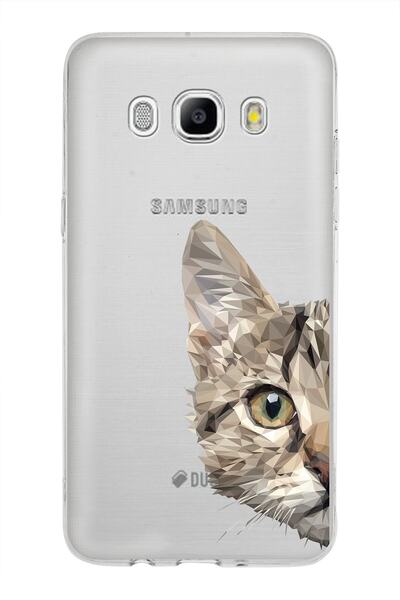 PrintiFy Samsung Galaxy J5 2016 Kapak Catface Tasarımlı Şeffaf Silikon Kılıf