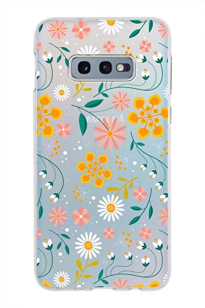 PrintiFy Samsung Galaxy S10e Kapak Çiçek Tasarımlı Şeffaf Silikon Kılıf