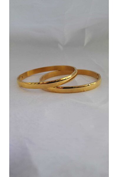 SenaYCollection Gold Düz Çelik Kelepçe Bileklik