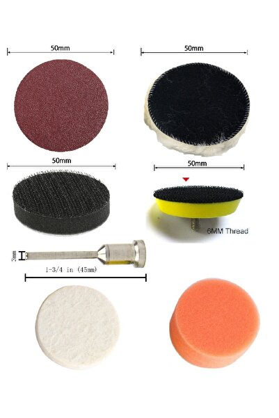 Depolife Dremel Proxxon Makineleri Için Polisaj Seti Cırtlı Taban Yün Keçe Zımpara Bone Skoch Sünger 16 Pcs