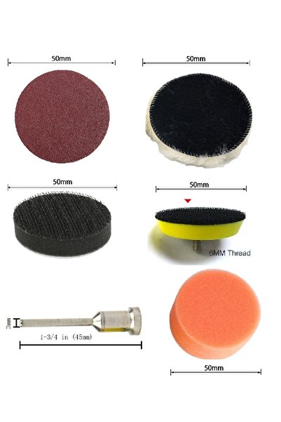 Depolife Gravür Makineleri Için 15 Parçalı Mini Polisaj Uç Seti Seti Cırtlı Taban Zımpara Bone Skoch Sünger