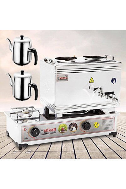Mizan Çay Kazanı Gazlı Çift Kahveci Ocağı 20 lt + 2 Demlik