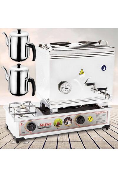 Mizan Çay Kazanı Gazlı Çift Demlik Kahveci Ocağı 30 Lt + 2 Demlik