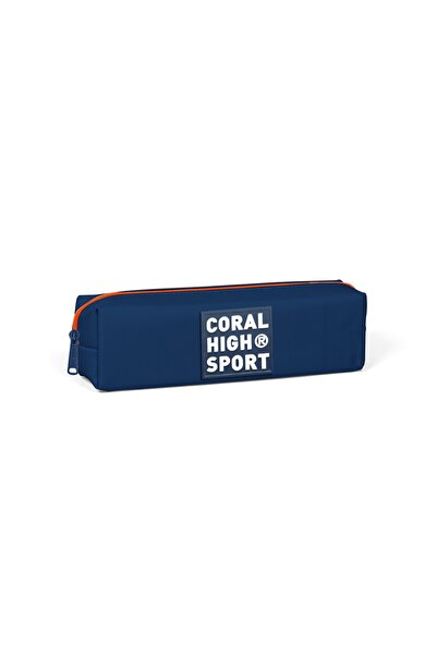 Coral High Sport Navy Blue Neon Orange Single Compartment Pen Bag 22338