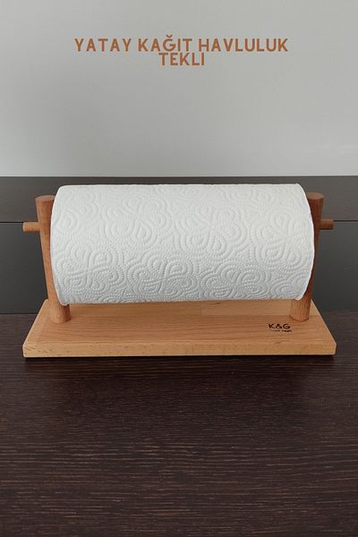 K&G foot rest Wooden Horizontal Cylinder Towel Napkin Holder Full Beech Solid Luxury Sturdy Screwless Assembly