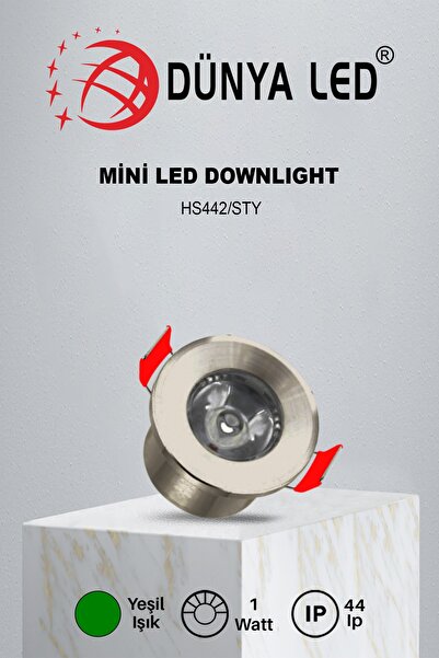 DÜNYA LED Hs.442/st-y 1w Mini Led Saten Kasa Yeşil Renk Yüksek Lümen Drıver