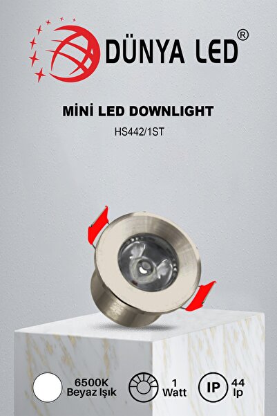 DÜNYA LED Hs.442/1-st 1w Mini Led Downlıght Saten Kasa 6500k Beyaz Işık Drıver