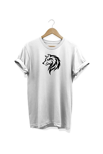 WİDİ Tricou alb cu imprimeu Wolf