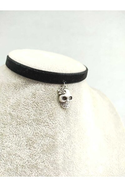 Fugusugu Smiling Skull Kadife Choker