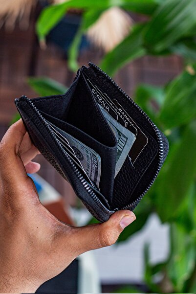 Garbalia Πορτοφόλι Unisex από γνήσιο δέρμα Leeds με μαύρο φερμουάρ