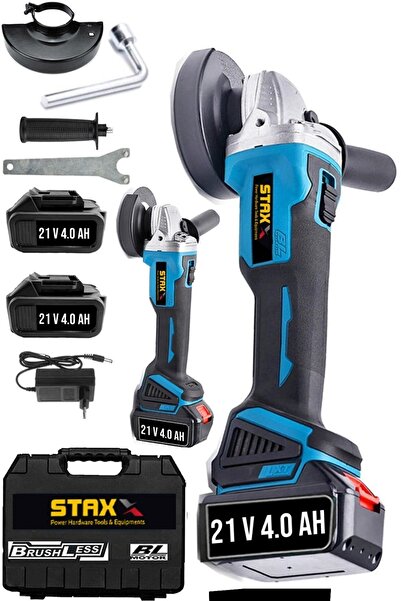 STAXX POWER 21v 4 Ah Brushless Motor Turbo Şarjlı Metal Başlık Çift Akülü Spiral Taşlama Metal Kesme 125mm