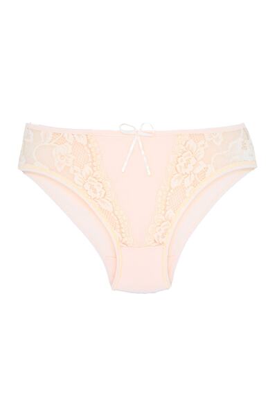 Zena Chiloți de damă din bumbac din 3 piese, cu detaliu din dantelă în față