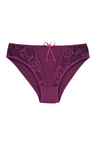 Zena Chiloți de damă din bumbac violet cu detaliu din dantelă în față