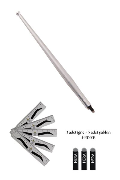 Hera Altın Oran U Microblading Kalem 3 Adet U Iğne Ve Cetvel Hediye