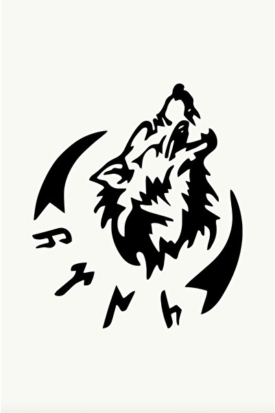 MegaSticker Göktürk Türk Kurt Sticker Oto Sticker Araba Cam Sticker 15x12 Cm