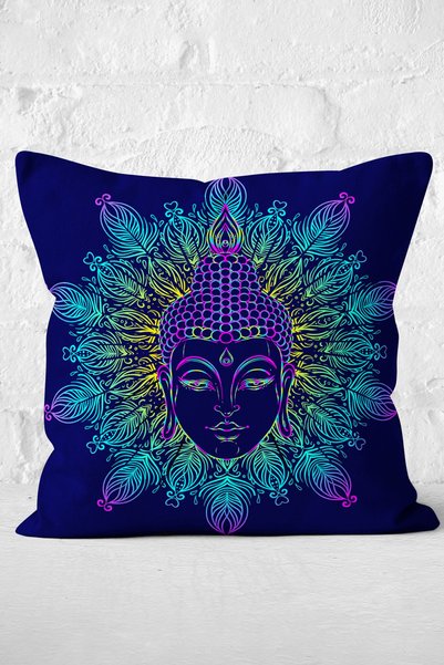 Nish & Royal Decorative Cushion Cover with Buddha Illustration in Mandala