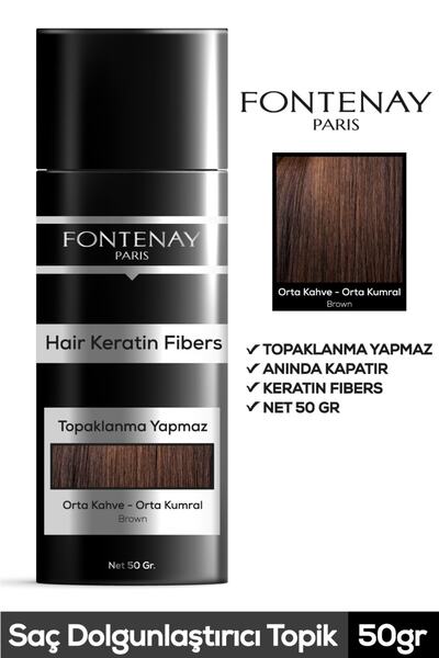Fontenay Saç Dolgunlaştırıcı Keratin Fibers Orta Kahve Topik Saç Tozu 50gr