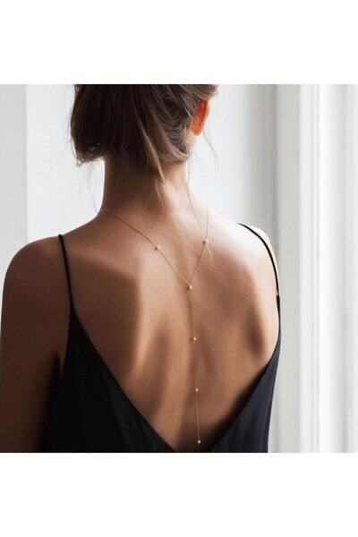 TakıConcept Kararmaz Gümüş Renk Top Zincir Sırt Aksesuarı Sırt Kolyesi