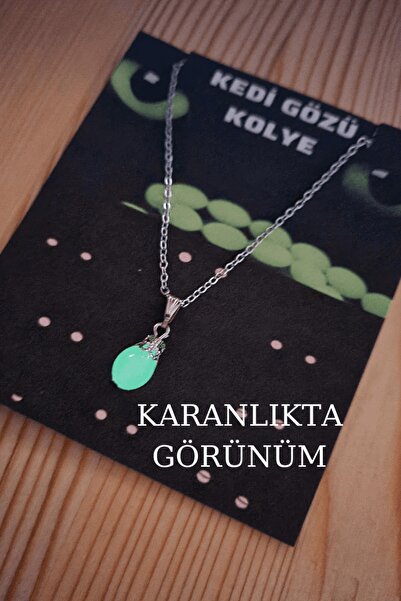 GÜMÜŞTEL EL SANATLARI Cat's Eye Necklace Glow in the Dark