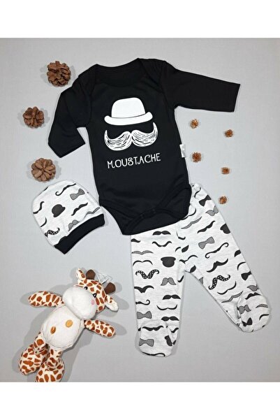 Mai Perla طقم بدلة أطفال بشارب أسود 3 قطع