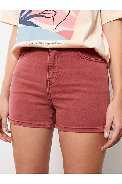 LC Waikiki High Waist Slim Fit Straight Pocket Detailed Women's Jean Shorts