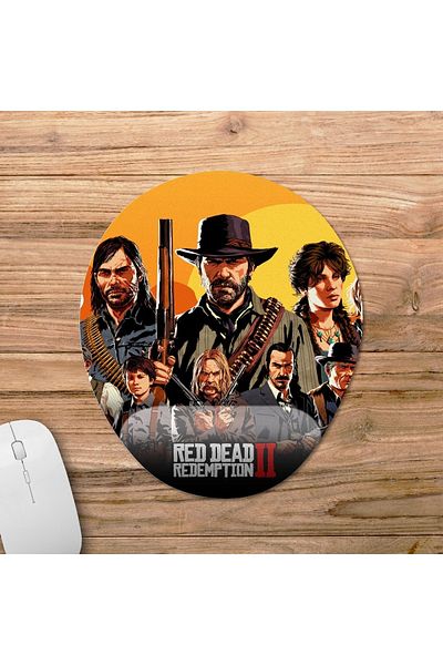 Pixxa نموذج لوحة الماوس Red Dead Redemption 2 مع دعم المعصم - 1 بيضاوي