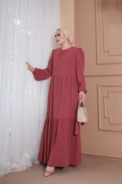 VOLT CLOTHİNG Ayrobin ζωσμένο φόρεμα με βολάν λεπτομέρεια στον γιακά