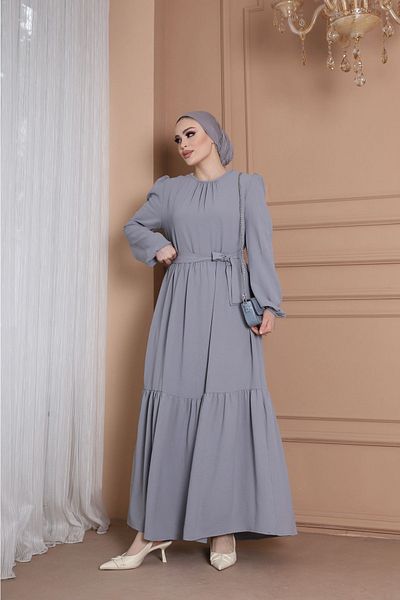 VOLT CLOTHİNG Ayrobin Kleid mit Gürtel und Rüschendetail am Kragen