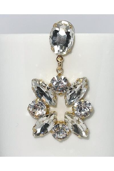 SAWCENT Parlak Büyük Taşlı Gözterişli Sallantılı Küpeler