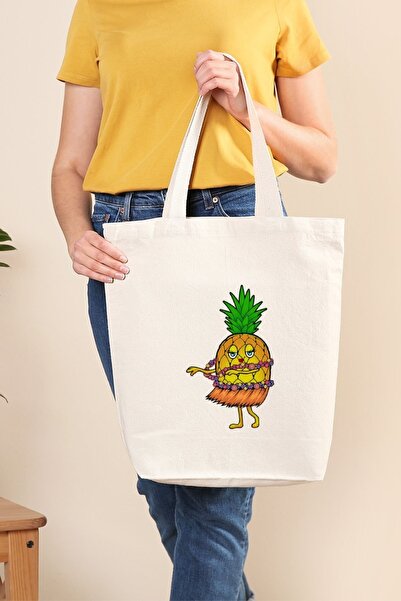 Müzik Reyonu قماش حمل حقيبة مضحك Pineapple Art الرجال النساء Pineapple هاواي ...