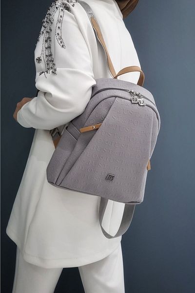Just Polo Medium Size 9 Compartment Women's Backpack - Gray Jp4040Tm