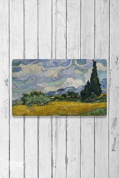 Vagonik Van Gogh Cypress Tree Digital Printed 50x70cm Decorative Multi-Purpose Indoor and Outdoor Door Mat