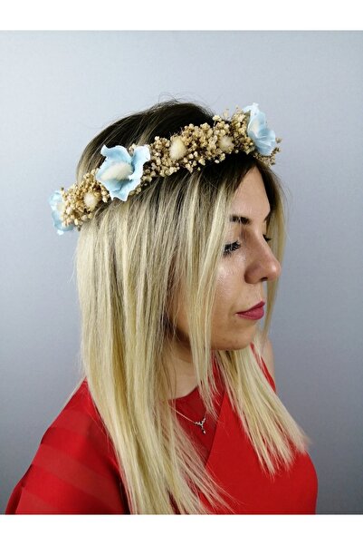 Bontex Coroană cu flori uscate Bebe Blue Floral Cream – Alte accesorii pentru...