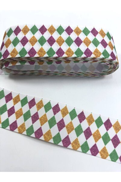 Bontex Panglică pentru împachetare cadou Panglică grosgrain cu model Pitikare colorată 1 Mt Lățime 4 Cm – Panglică – Kurd