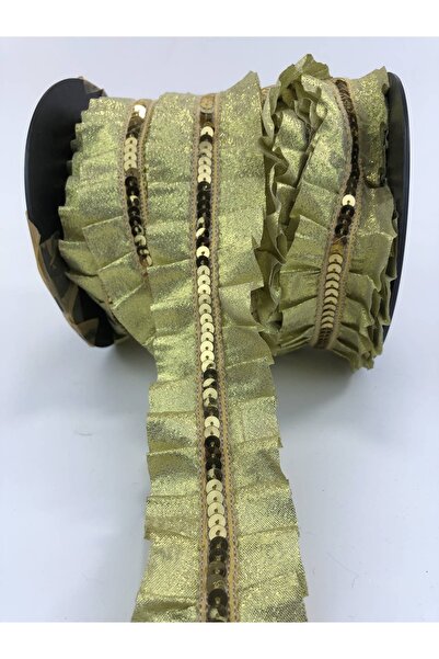 Bontex Bordură cu volane din paiete aurii, 1 metru – Panglică decorativă