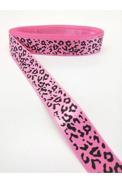 GELD Φούξια Λεοπάρ Μοτίβο Grosgrain Κορδέλα 2,5 cm 2 Yards – Κορδέλα – Κορδέλα