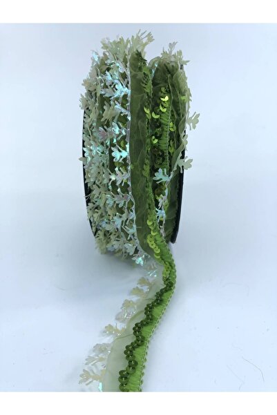 Bontex Πράσινο Χρώμα Παγιέτες με Βολάν στην Άκρη 1 Μέτρο – Διακοσμητική Κορδέλα