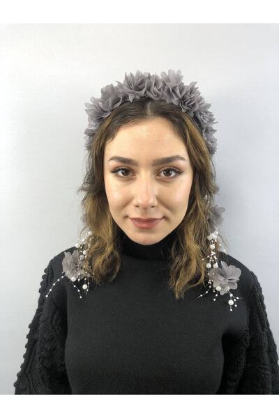 Bontex Coroana pentru femei Varianta gri Coroana cu perle tăiate cu laser – C...