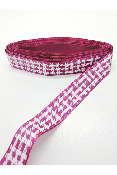 Bontex Panglică Tafta cu Motiv Pătrat Fuchsia 2,5 Cm 2 Metri – Panglică – Pan...