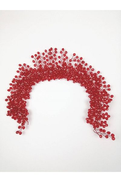 Bontex Accesoriu pentru păr și turban cu piatră de cristal roșu pentru femei – Coroană – Coroană