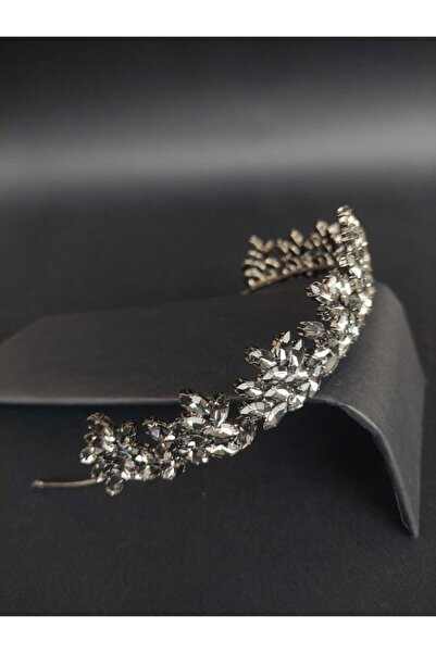 Bontex Coroană de mireasă cu henna, metalică neagră, cu pietre de cristal met...