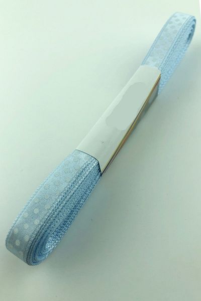 Bontex Baby Blue πουά σατέν κορδέλα 1 μέτρο πλάτος 1 cm