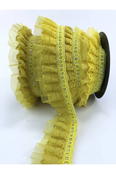 Bontex Panglică decorativă cu volane, galbenă cu margine argintie – Panglică ...
