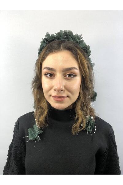 Bontex Дамска корона тип зелена лазерно изрязана перлена корона - Корона - Корона